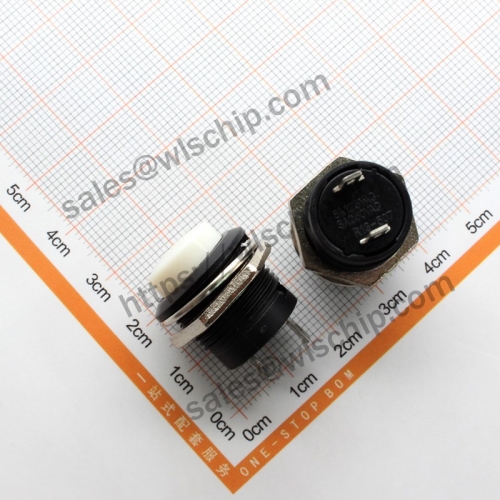 R13-507 Self-resetting switch white 16mm round without lock key switch