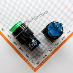 L16A Switch 5Pin Unlocked Green 3vLED Light Round Self Reset Power Button Switch