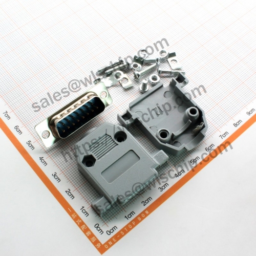 Serial connector Interface connector DB15 male + plastic shell Welded wire (1 set)