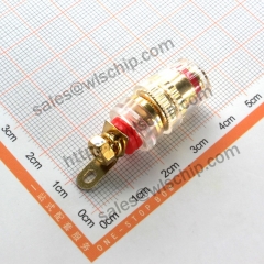 Pure copper gold-plated amplifier speaker audio crystal binding post 4mm banana plug socket red