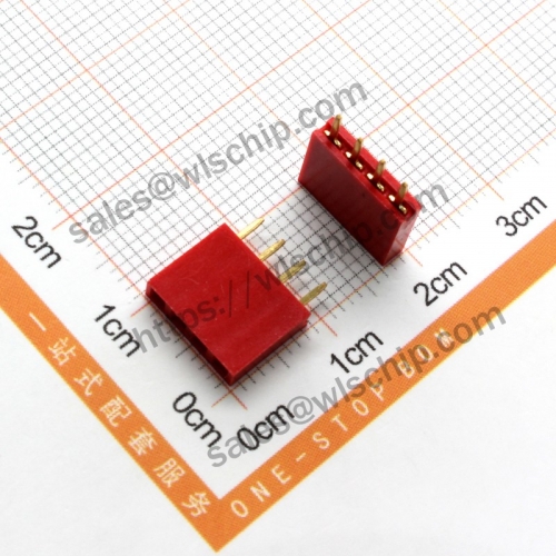 Single row female pin header female socket pitch 2.54mm 1x4Pin red
