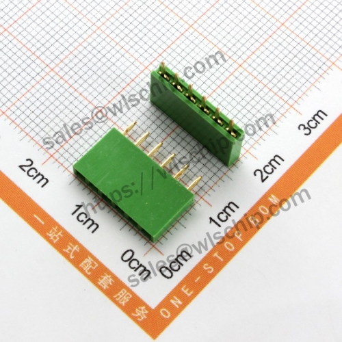 Single row female pin header female socket pitch 2.54mm 1x6Pin green