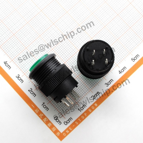 4Pin automatic lock with light LED3V green button 250V 3A push button switch