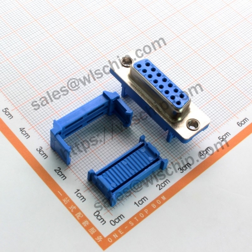 Crimping type connector, solder-free, pinhole socket, cable connector, DB15 female, serial port, 15 pin