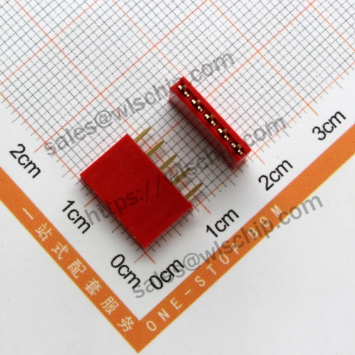 Single row female pin header female socket pitch 2.54mm 1x5Pin red