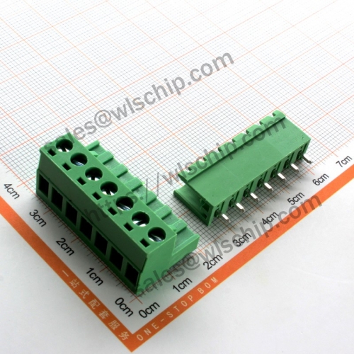 KF2EDGK terminal block plug-in connector pitch 5.08mm straight pin + socket 7Pin