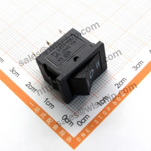 6Pin 3 levels black no light copper feet key switch KCD1 boat-shaped opening
