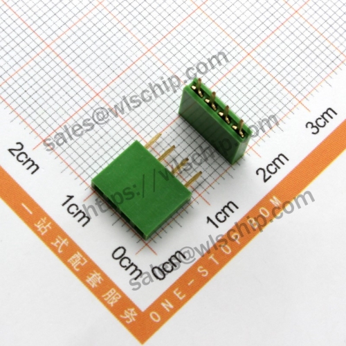Single row female pin header female socket pitch 2.54mm 1x4Pin green