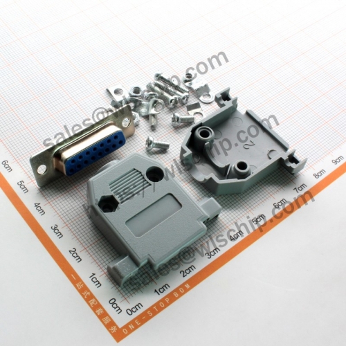 Serial connector Interface connector DB15 female + plastic shell Welded wire type (1 set)