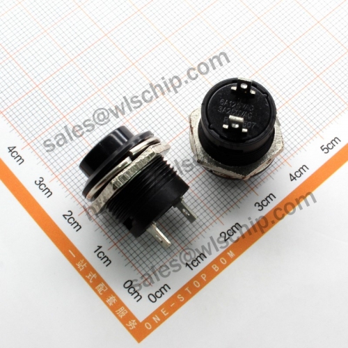 R13-507 Self-resetting switch black 16mm round without lock key switch
