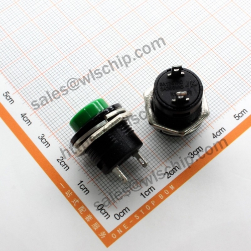 R13-507 Self-resetting switch dark green 16mm round without lock key switch