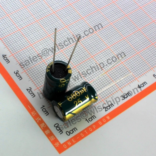 DIP In-line aluminum electrolytic capacitor 25V 680uF 10 * 17mm