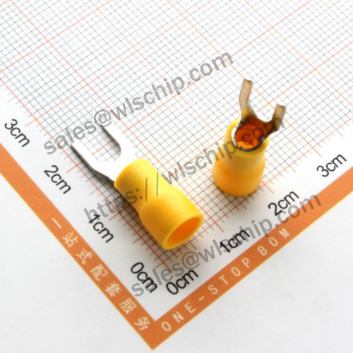 Cold-pressed terminal SV3.5-4 yellow fork U-shaped Y-shaped insulation insert plug spring connector thickness 0.7