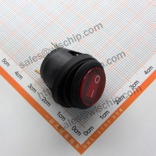 Round Red Lighted 3PiN 2 files KCD16A 250V Boat Button Waterproof Switch