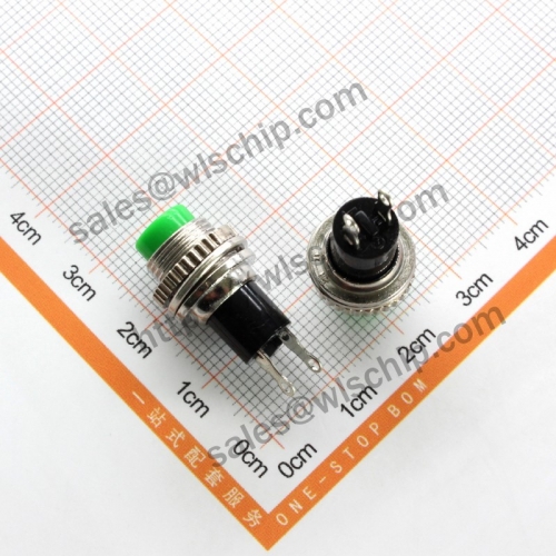 Green 10MM DS-314 without lock, auto reset, small push button switch