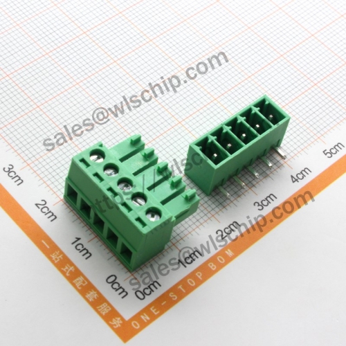 KF2EDG terminal block plug-in connector pitch 3.81mm 5Pin bent leg + socket