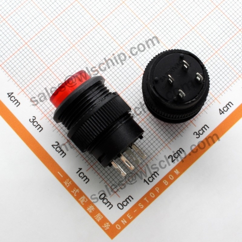 4Pin Unlocked LED3V Red Button 250V 3A Button Switch