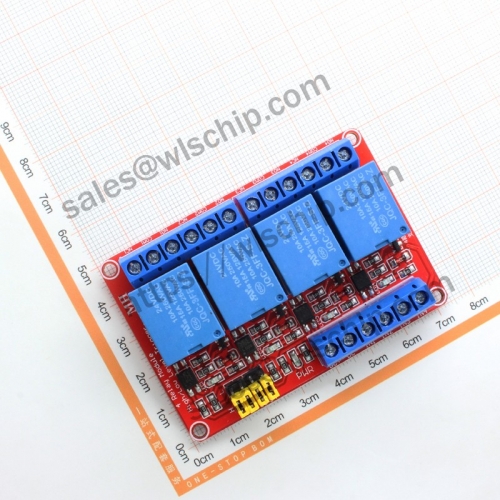 Relay module 4ch 24V high and low level trigger with optocoupler isolation