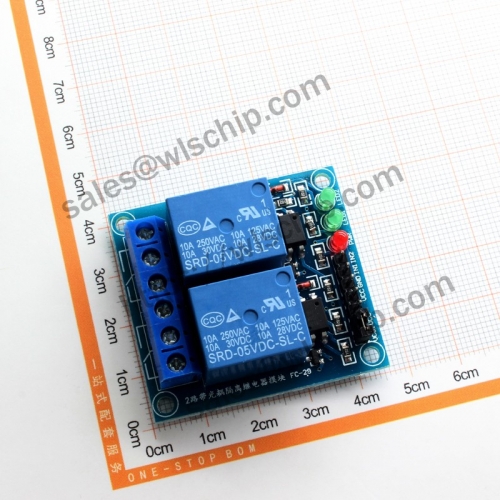 Relay module 2 5V high level trigger with optocoupler isolation