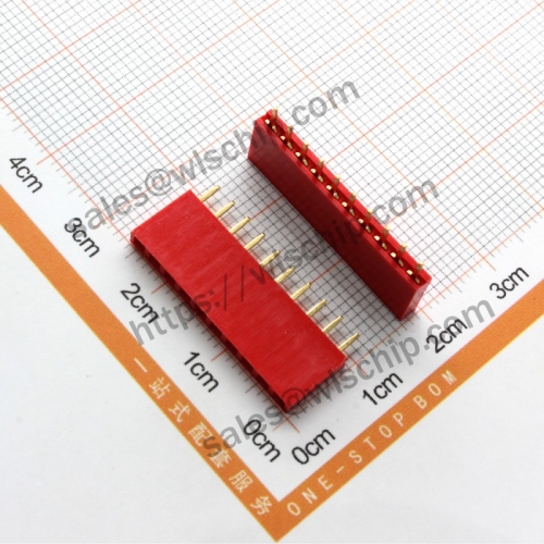 Single row female pin header female socket pitch 2.54mm 1x10Pin red