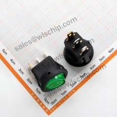 3Pin 2nd lower flat green lighted boat shape round switch