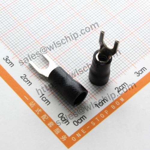 Cold-pressed terminal SV3.5-4 black fork U-shaped Y-shaped insulation insert plug spring connector thickness 0.7