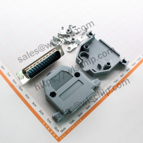 Serial connector Interface connector DB25 male + plastic shell Welded wire (1 set)
