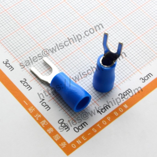 Cold-pressed terminal SV3.5-4 blue fork U-shaped Y-shaped insulation insert plug spring connector thickness 0.7