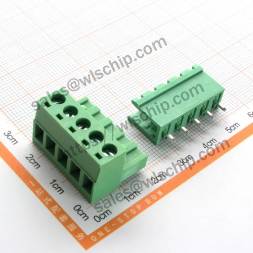 KF2EDGK terminal block plug-in connector pitch 5.08mm straight pin + socket 5Pin