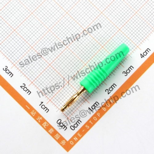 2mm banana plug pure copper gold-plated soldered 2mm lantern test plug connector green