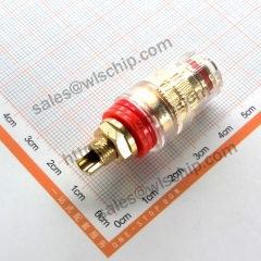 Pure copper gold-plated speaker amplifier transparent terminal block banana socket short foot large M8 red