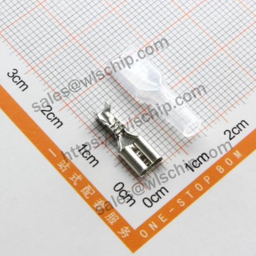Plug-in wiring cold-pressed terminal 6.3mm spring terminal + sheath female connector