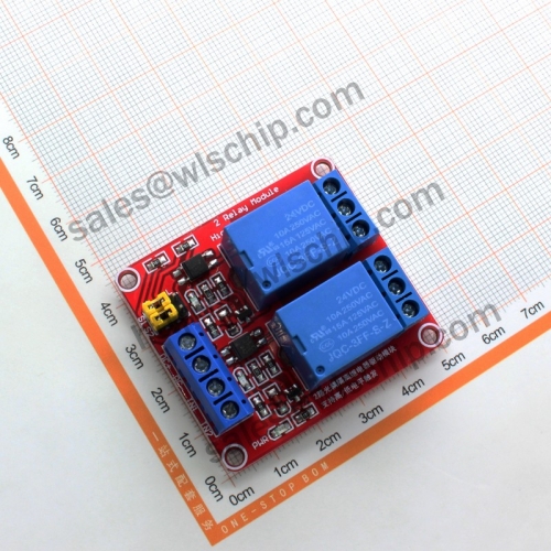 Relay module 2 road 24V high and low level trigger with optocoupler isolation