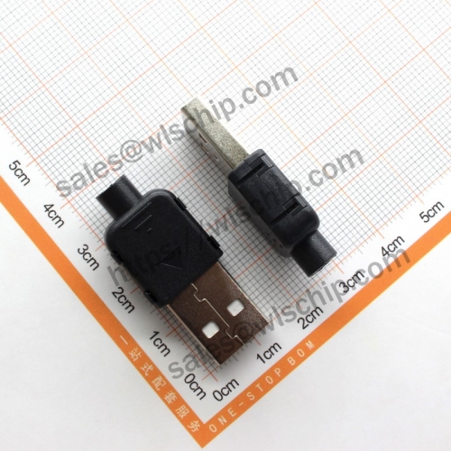 USB connector plug with plastic shell three-piece short shell male