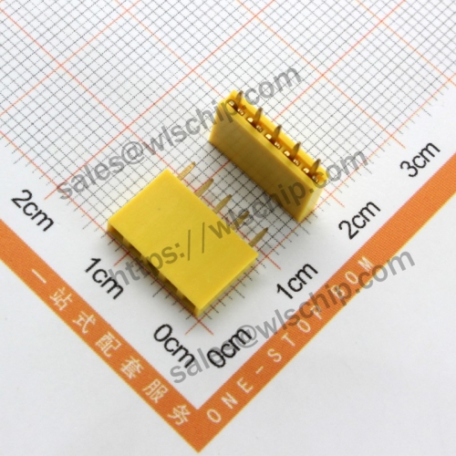 Single row female pin header female socket pitch 2.54mm 1x5Pin yellow