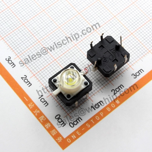 White light 12 * 12mm with light small 4Pin self reset micro switch