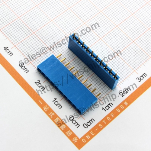 Single row female pin header female socket pitch 2.54mm 1x10Pin blue
