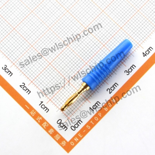 2mm banana plug pure copper gold-plated soldered 2mm lantern test plug connector blue