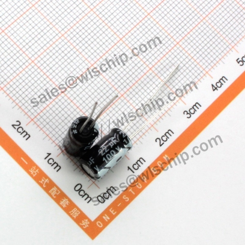 DIP In-line aluminum electrolytic capacitor 100V 22uF 6 * 11mm