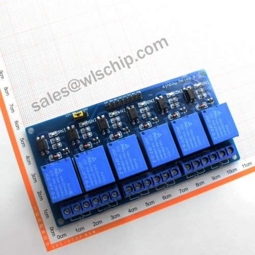 Relay module 6ch 5V low level trigger with optocoupler isolation