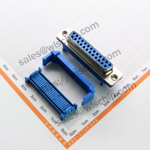 Crimping connector, solder-free, pinhole socket, cable connector, DB25 female, serial port, 25 pin