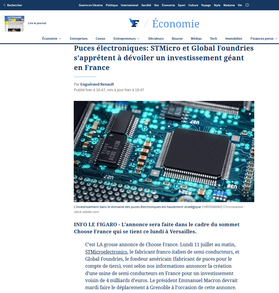 GlobalFoundries Inc. and ST may Cooperate to Build Wafer Fab in France