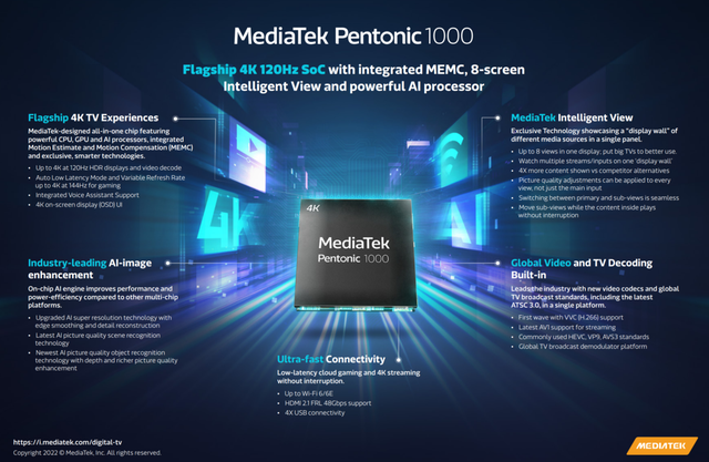 MediaTek Pentonic 1000 chip release: bring more power to TV