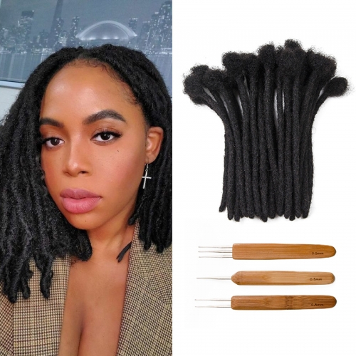 8 Inch Hot Style High Quality Afro Kinky Human Hair Crochet Dreadlock Extensions ( Free crochet hook + Free shipping)