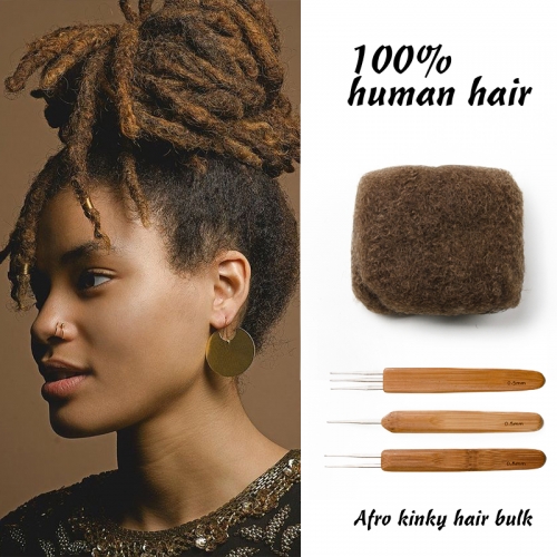 #30 Tight Afro Kinky Bulk 100% Human Hair for Ideal to Make/ Repair Afro Hair Braids, Dreadlocks Extension, Afro Twist