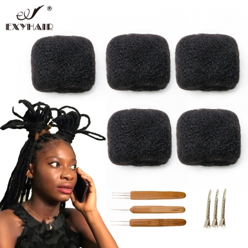 16 inch Tight Afro Kinky Bulk 100% Human Hair for Ideal to Make/ Repair Afro Hair Braids, Dreadlocks Extension, Afro Twist