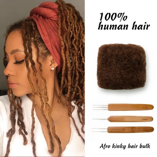 #33 Tight Afro Kinky Bulk 100% Human Hair for Ideal to Make/ Repair Afro Hair Braids, Dreadlocks Extension, Afro Twist