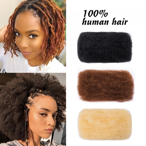 Afro Kinkys Bulk Human Hair for Dreadlock Extensions Loc Repair Braiding Twist Afro Kinky Human Hair for Locs 1 Pack 30 Gram