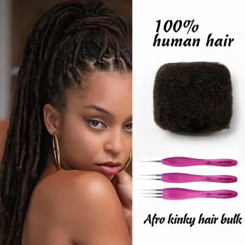 #2  Tight Afro Kinky Bulk Human Hair for Draedlock Extensions, Repair Locs, Twists and Braids