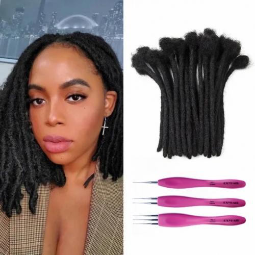 8 Inch Hot Style High Quality Afro Kinky Human Hair Crochet Dreadlock Extensions ( Free crochet hook + Free shipping)